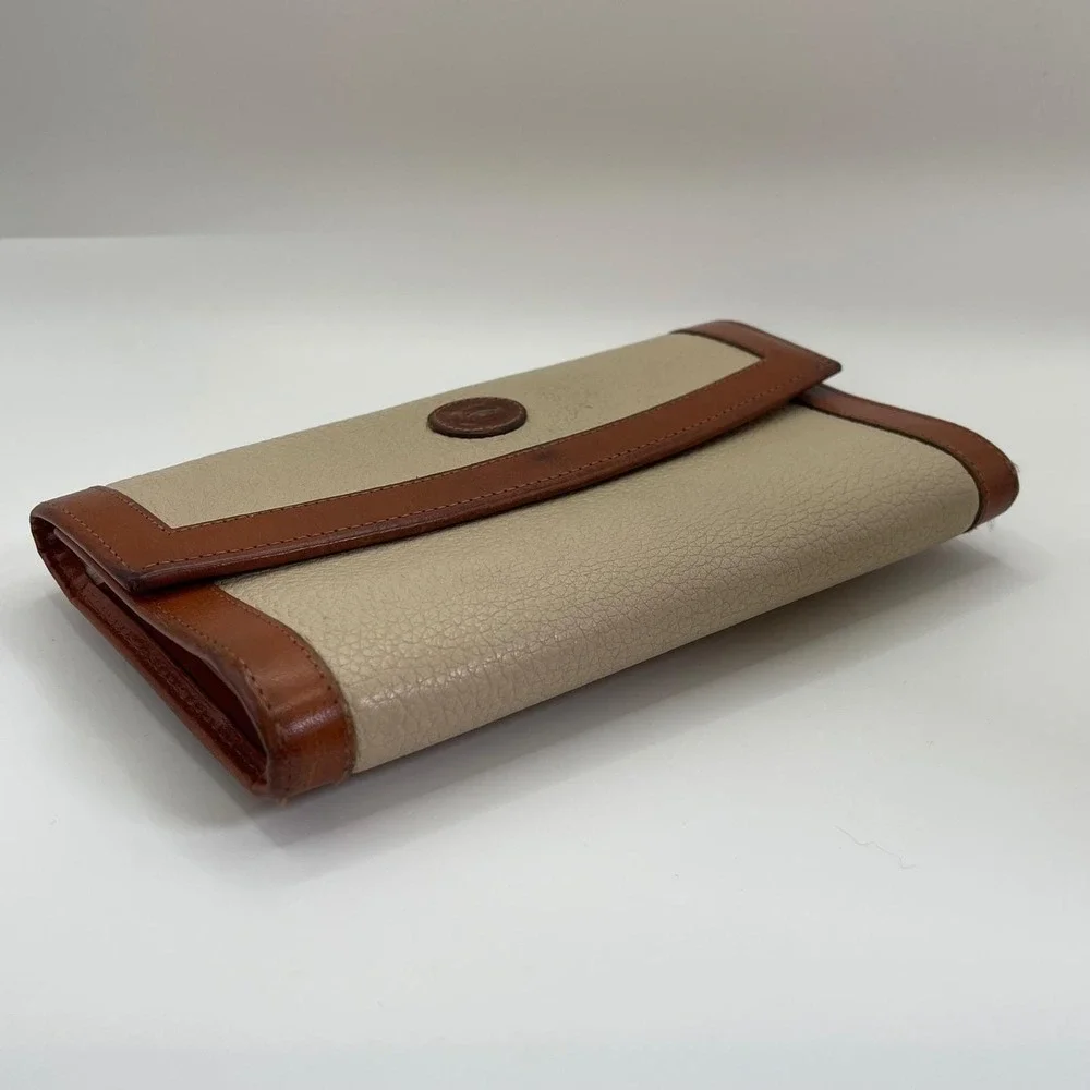 Dooney & Bourke Vintage All Weather Leather Wallet Women Tan Brown Trifold